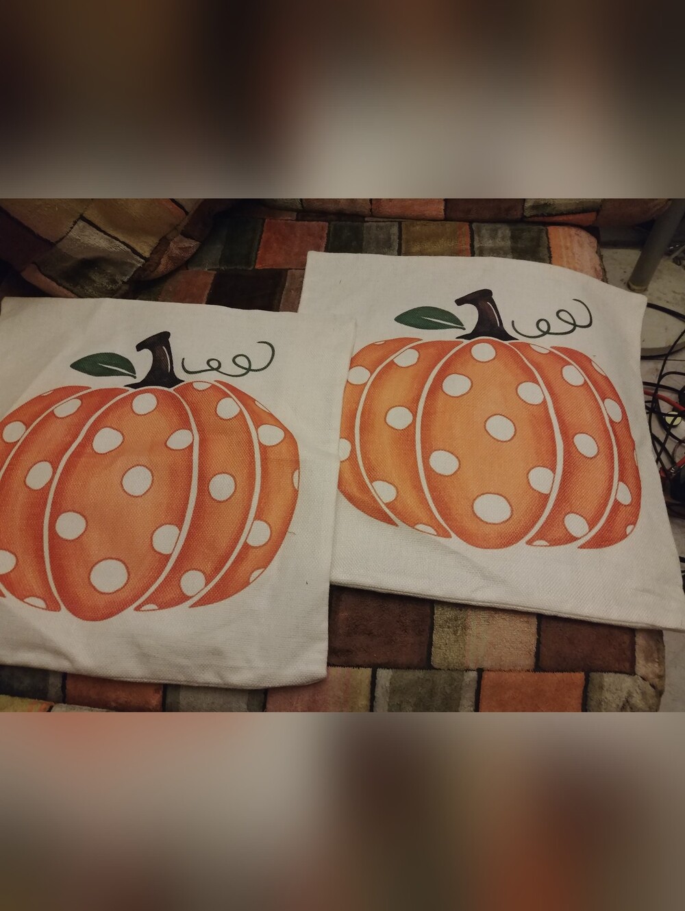 Polka Dot Orange Pumpkin Throw Pillow Cover